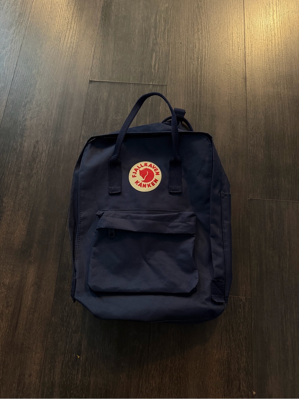 Fjallraven Kanken Backpack in Navy with Red Logo